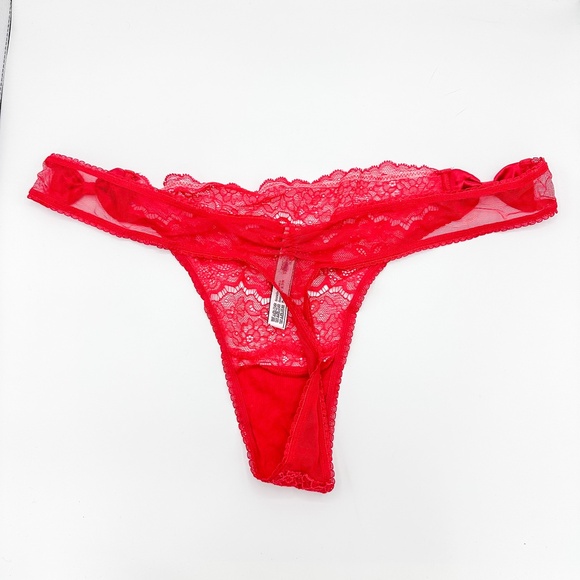 Victoria's Secret Red Satin Bow Thong Panty - Picture 4 of 5